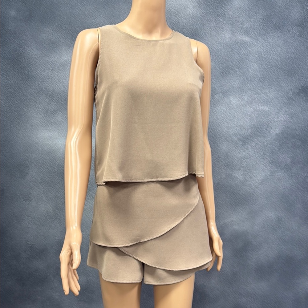 Elegant Tan Women's Shorts Set